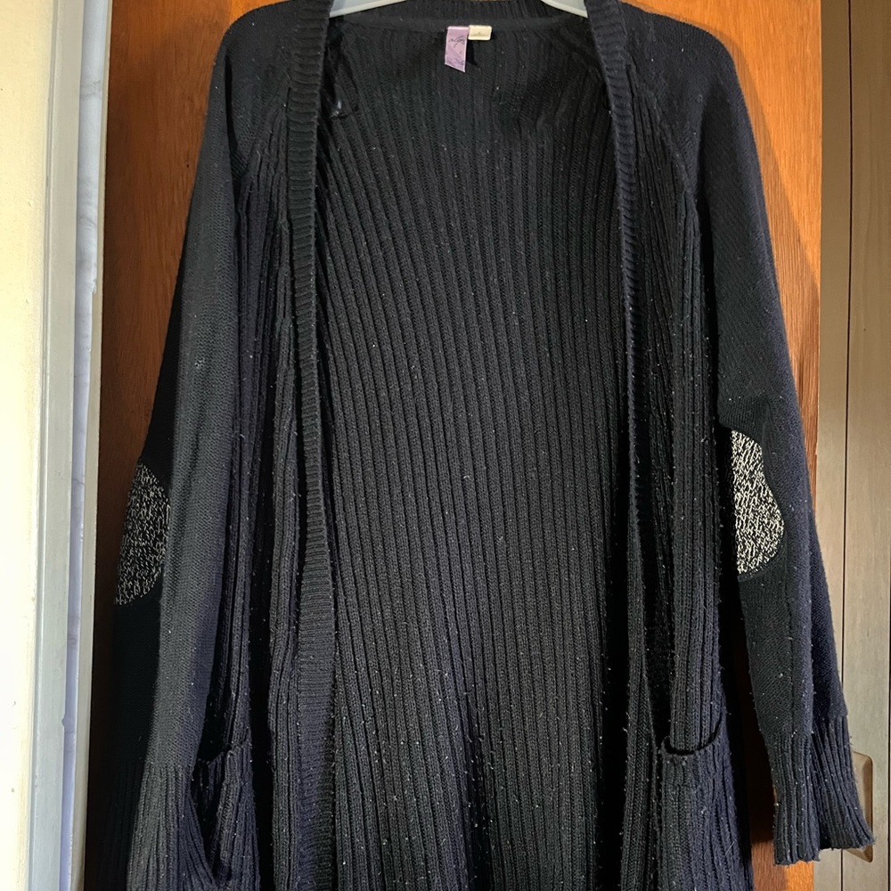 Navy blue cardigan with elbow patches
